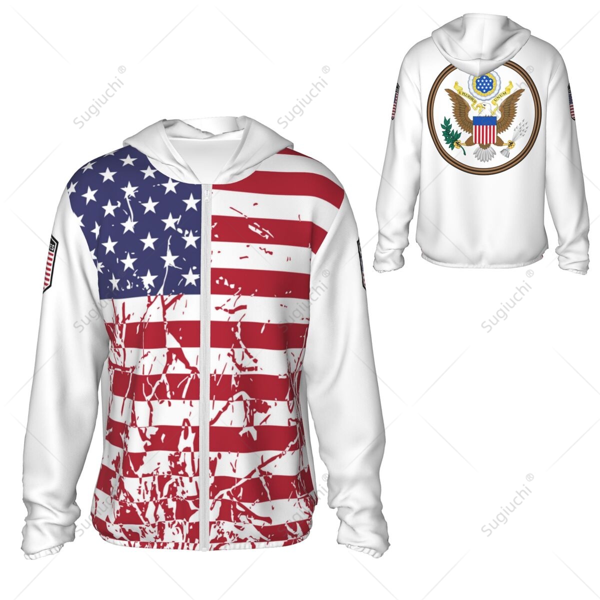 Fishing Hoodie - Vlag van de Verenigde Staten Zonbeschermende